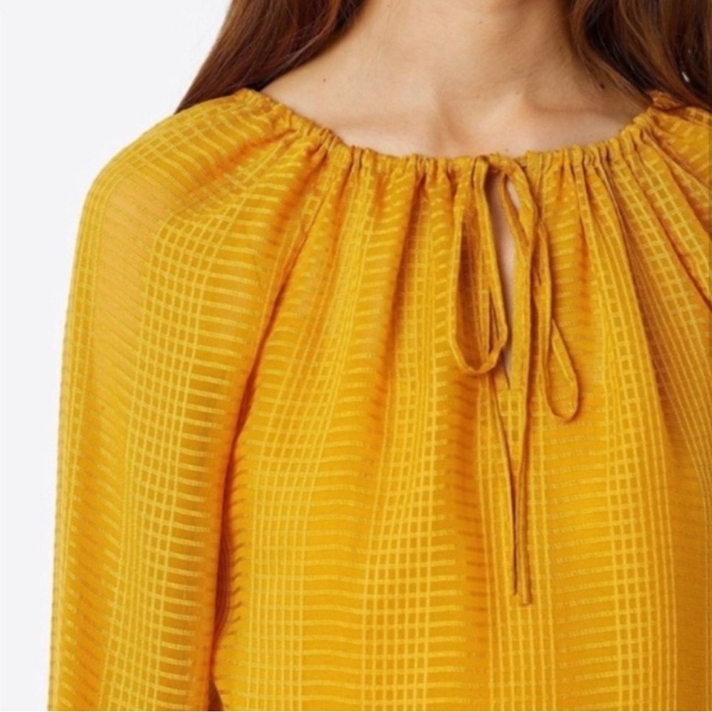Tory Burch Natalie Grid‎ Long Sleeve Blouse Size XS